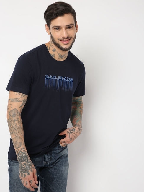 Regular Fit Half Sleeve Printed Cotton Lycra T-Shirt