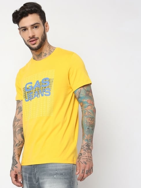 Regular Fit Half Sleeve Printed Cotton Lycra T-Shirt