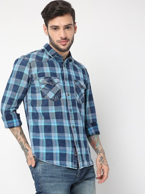 Regular Fit Full Sleeve Checks Shirts