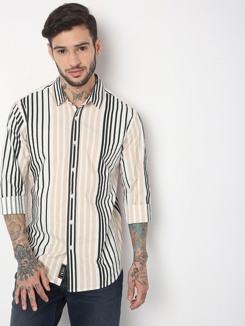 Regular Fit Full Sleeve Stripes Shirts