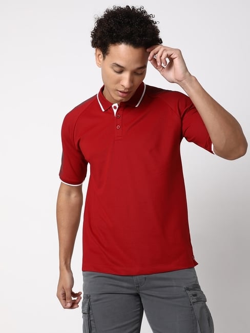 Slim Fit Half Sleeve Solid Nylon Polo T-Shirt