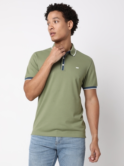 Regular Fit Short Sleeve Solid Cotton Lycra Polo T-Shirt