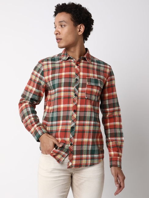 Regular Fit Full Sleeve Checkered Cotton Shirts