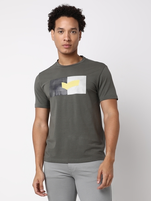 Regular Fit Short Sleeve Crew Neck Brand Carrier Cotton Lycra T-Shirt