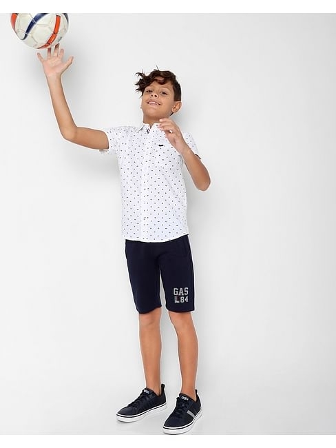 Boy's Logo Print Knit Shorts with Insert Pockets