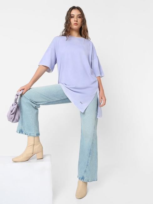 Oversized Round Neck Lavender T-Shirt