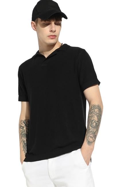 Stylised Neck Short Sleeve Regular Fit Knitwear