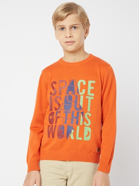 Typographic Print Crew-Neck Sweater