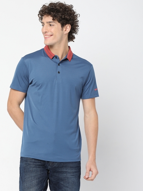 Smart Fit AGAP Denim Blue Polo T-Shirt