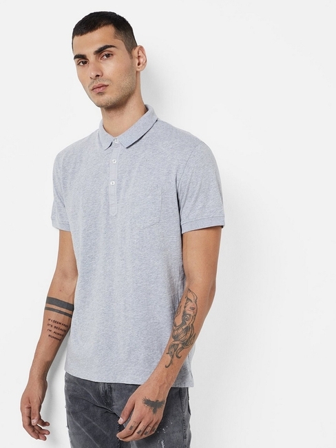 Men's Zed solid grey polo t-shirt