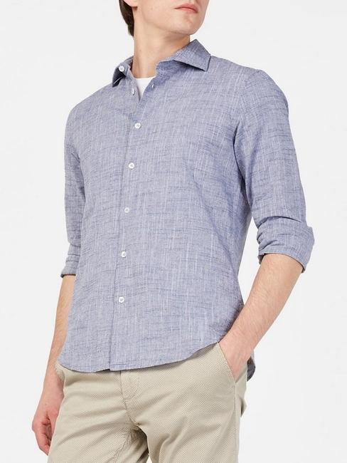 Textured Shirt with Spread Collar