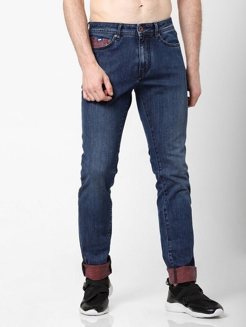 Men's Albert Simple Slim Fit Mid blue Jeans