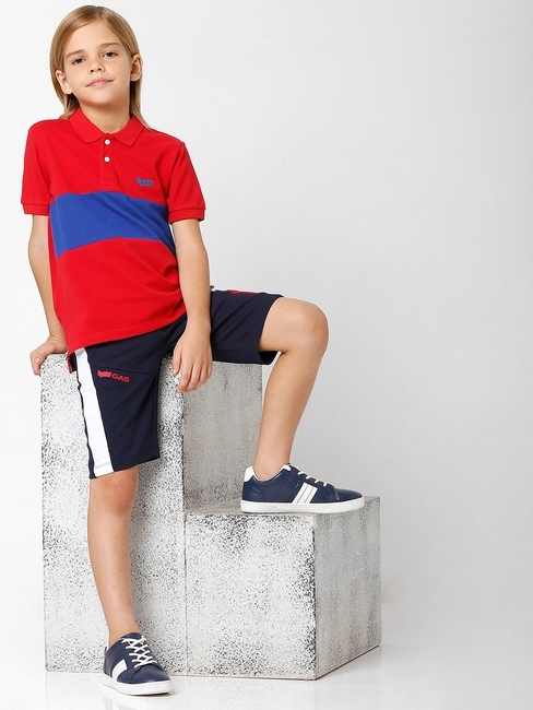 Boy's Colourblock Knit Shorts with Insert Pockets