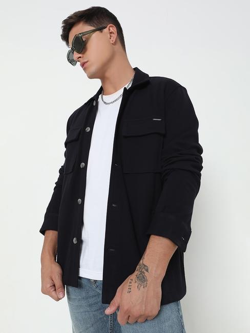 Regular Fit Full Sleeve Solid Jacket with Lapel Collar