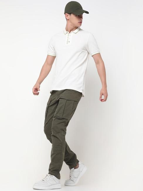 Regular Tapered Fit Solid Cotton Lycra Trousers