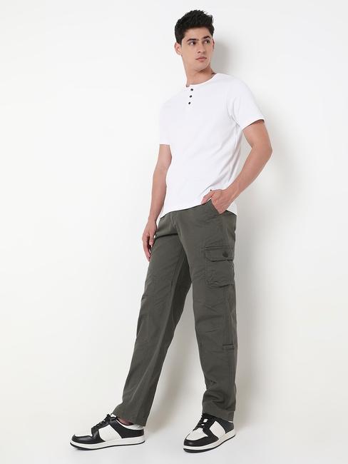 Slim Straight Fit Solid Cotton Trousers