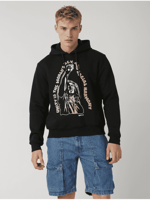 Bob Marley Graphic Print Round Neck Regular Fit Sweatshirt