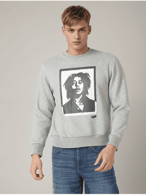 Bob Marley Graphic Print Round Neck Regular Fit Sweatshirt