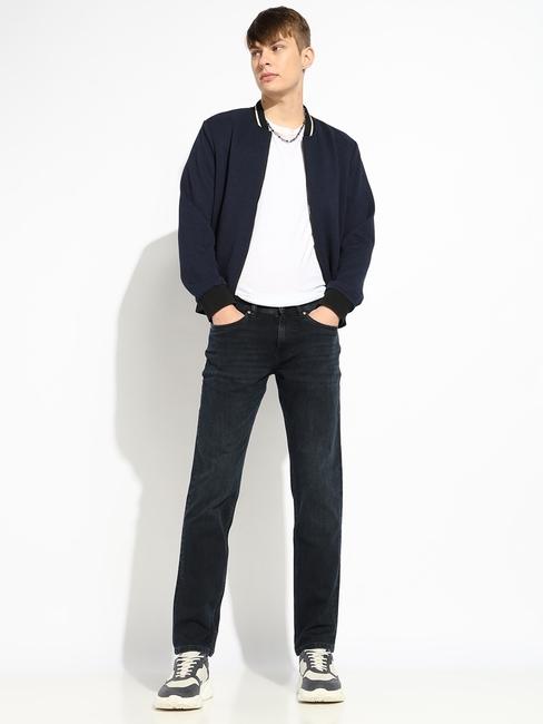 Slim Fit Zippered Fly Mid-Rise Denim