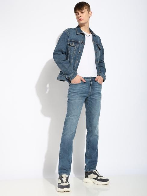 Slim Fit Zippered Fly Mid-Rise Denim