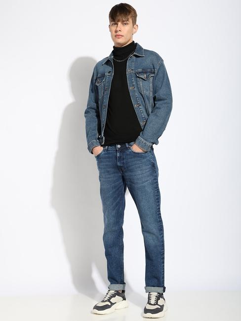 Relaxed Slim Fit Zippered Fly Denim