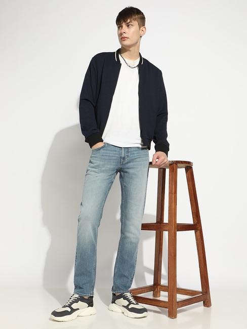 Relaxed Slim Fit Zippered Fly Denim