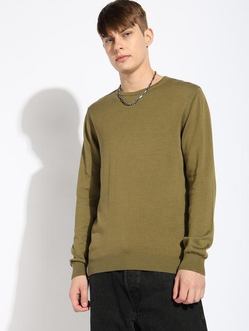 Classic Crew Neck Full Sleeve Solid Sweater