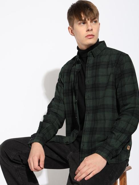 Regular Fit Classic Collar Checked Corduroy Shirt