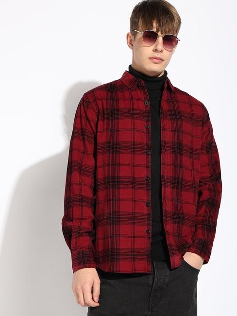 Regular Fit Classic Collar Checked Corduroy Shirt