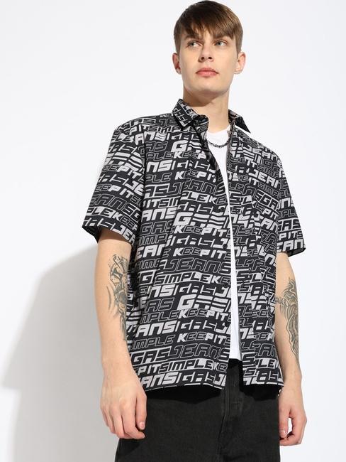 Short Sleeve Boxy Fit Printed Shirt