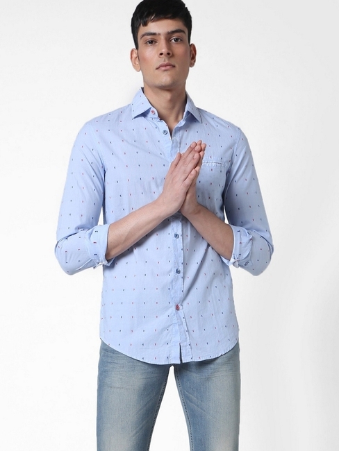 Printed Cotton Shirt with Welt Pocket