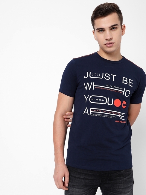 Typographic Print Slim Fit Crew-Neck T-shirt