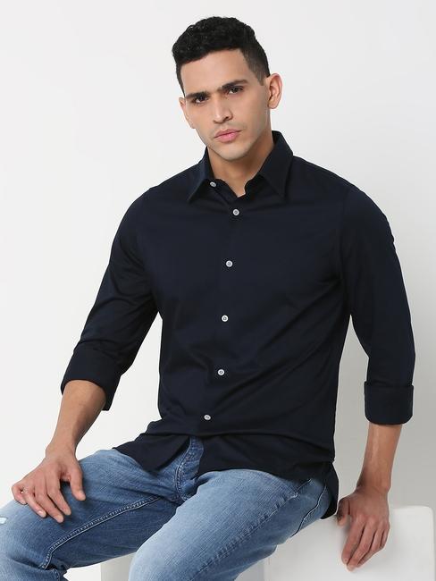 Slim Fit Solid Full Sleeve Shirt with Classic Collar