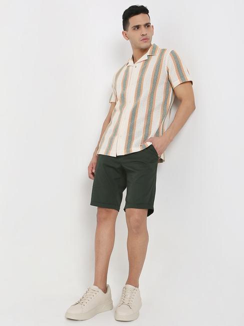 Regular Fit Striped Short Sleeve Shirt with Classic Collar