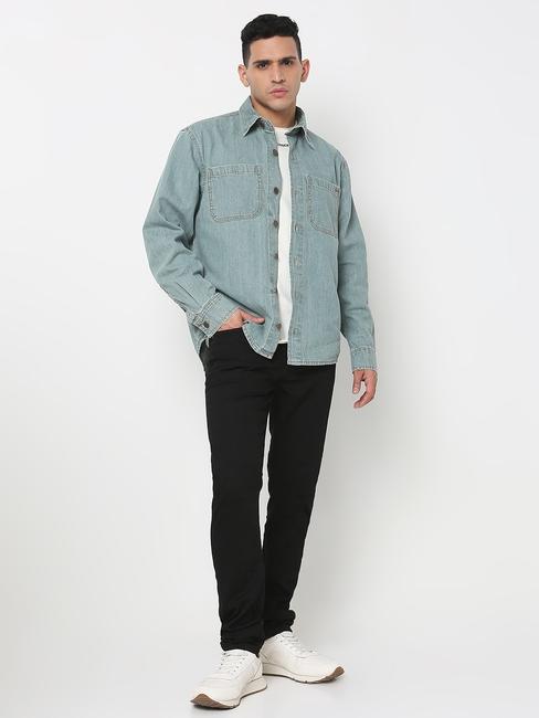 Shacket Solid Full Sleeve Shirt with Classic Collar