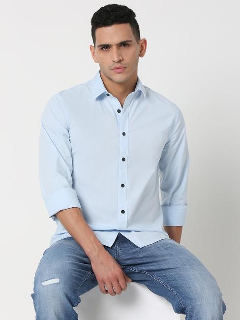 Slim Fit Solid Full Sleeve Shirt with Classic Collar