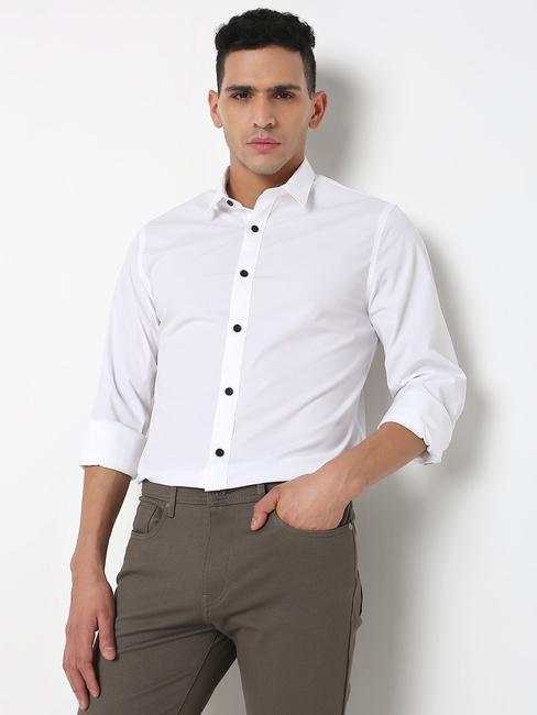 Slim Fit Solid Full Sleeve Shirt with Classic Collar