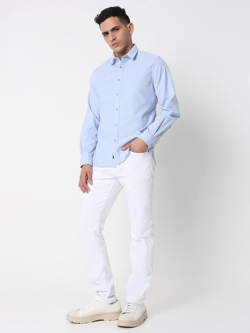 Regular Fit Solid Full Sleeve Shirt with Classic Collar