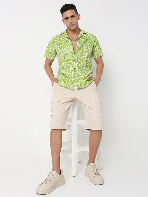 Regular Fit All Over Printed Short Sleeve Shirt with Resort Collar