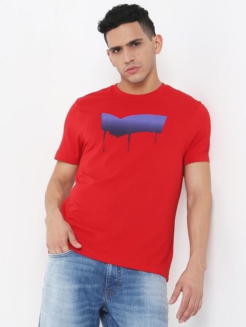 Regular Fit Printed Round Neck T-Shirt with Short Sleeve