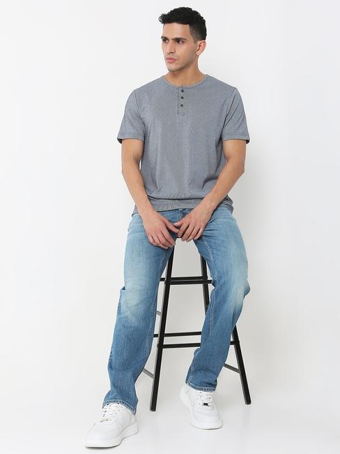 Regular Fit Solid Henley T-Shirt with Short Sleeve