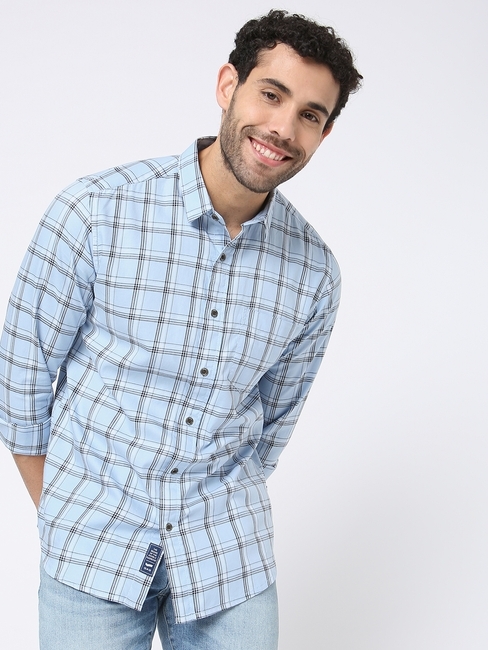 Checked Slim Fit Shirt with Patch Pocket