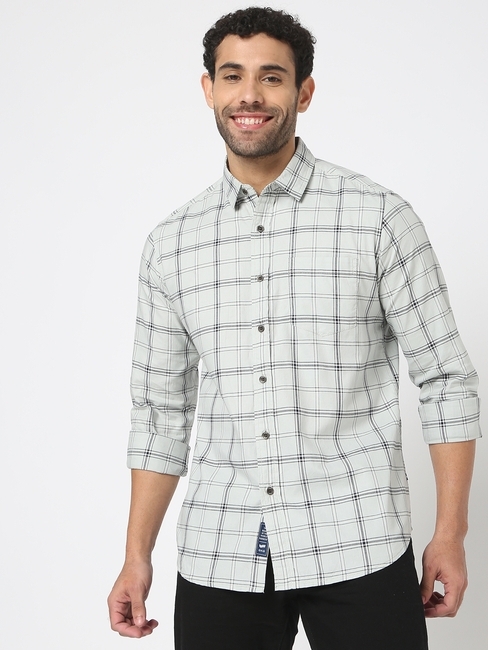 Checked Slim Fit Shirt with Patch Pocket