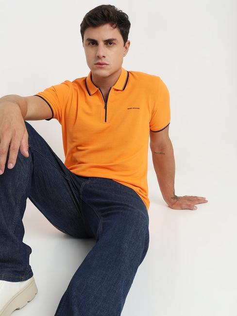 Regular Fit Solid Polo T-Shirt with Short Sleeve