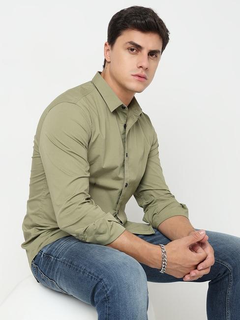 Slim Fit Solid Full Sleeve Shirt with Classic Collar