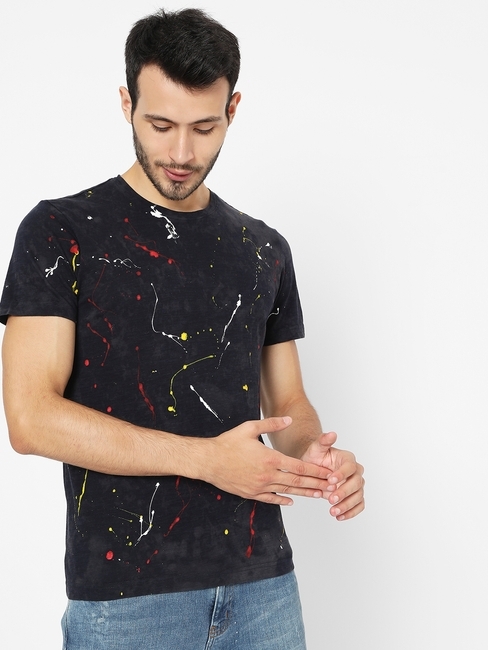 Splatter Print Crew-Neck T-shirt