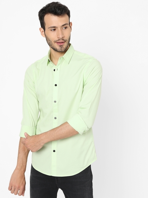 Slim Fit Shirt with Spread Collar