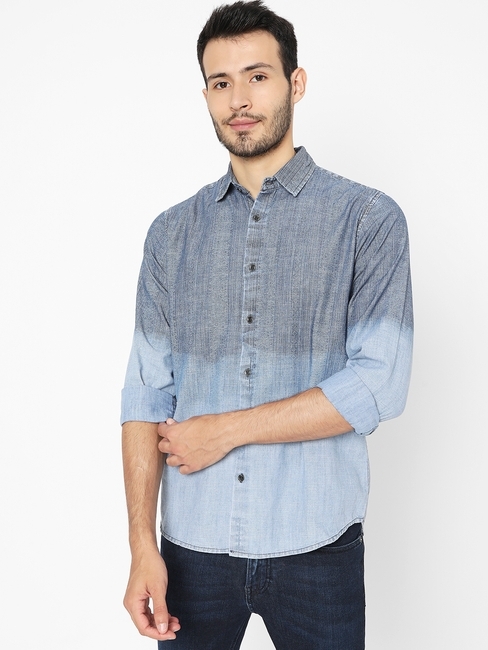 Ombre-Dyed Slim Fit Shirt