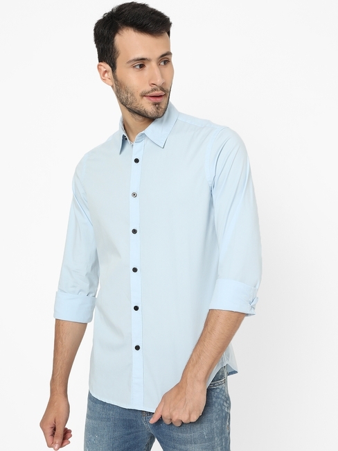 Slim Fit Shirt with Spread Collar