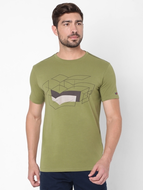 Geometric Print Slim Fit Crew-Neck T-shirt